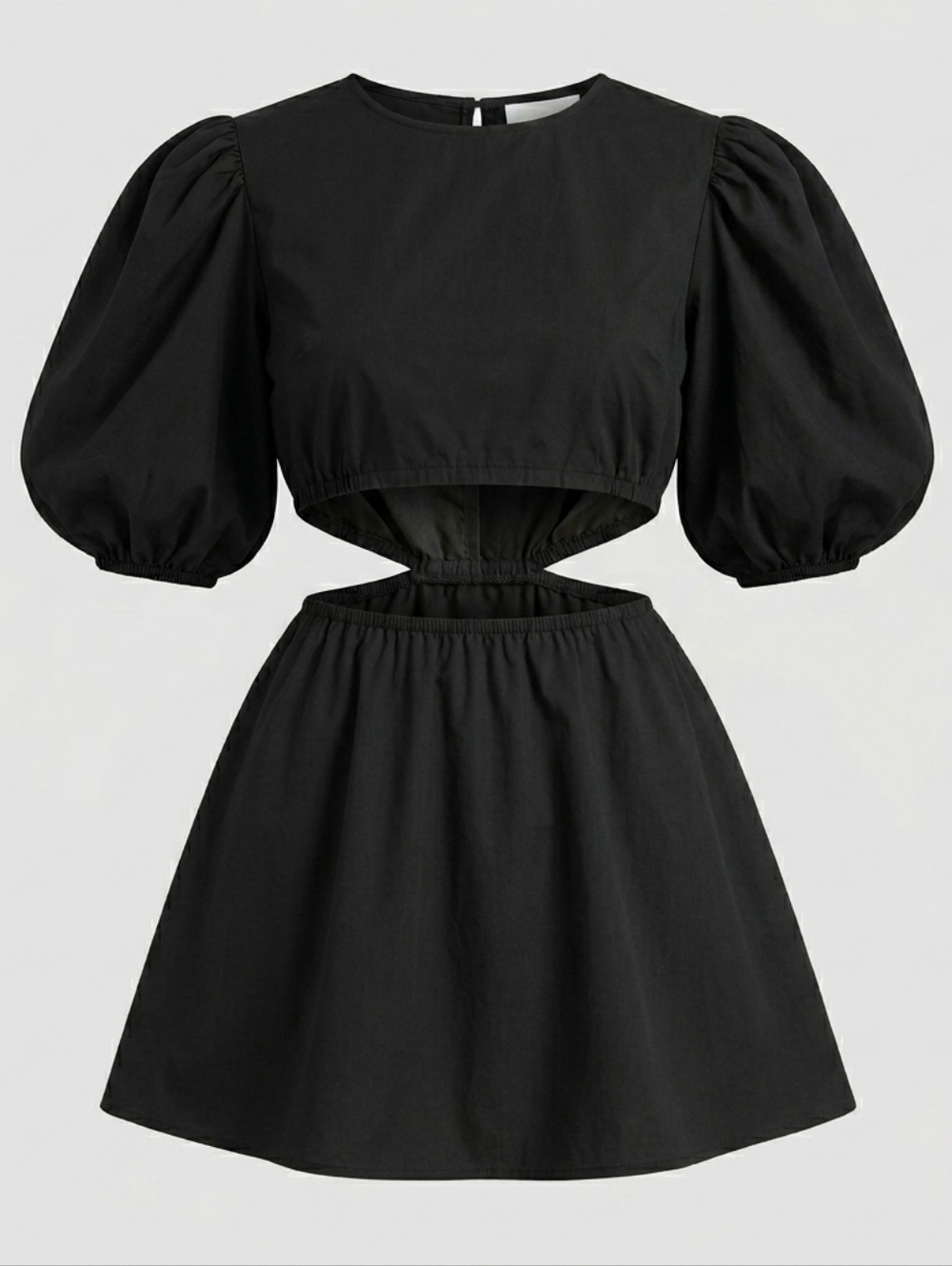 Oak And Fort 100% Cotton Short Puff Sleeve Black Cut Out Mini Dress Size S